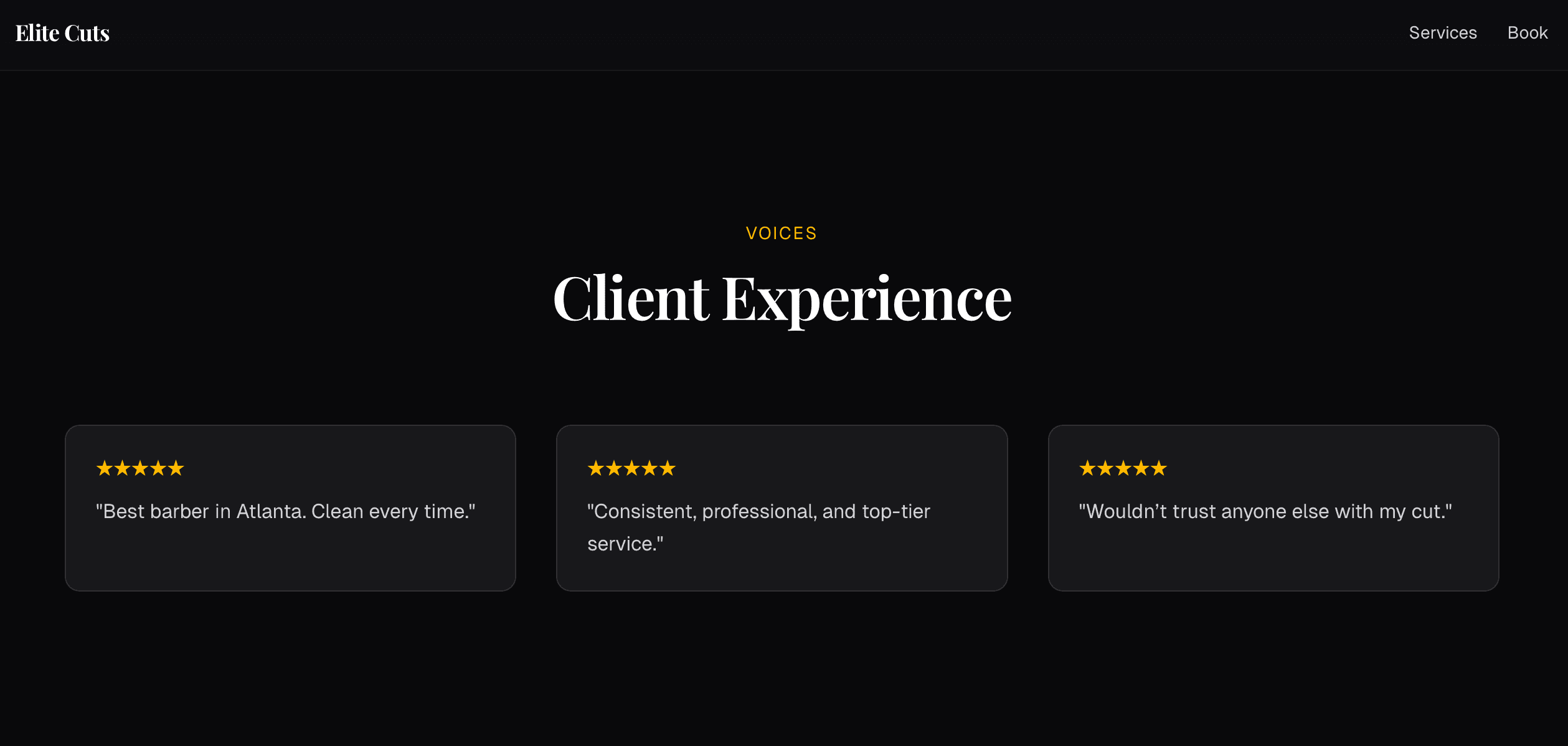 Barber demo reviews section preview