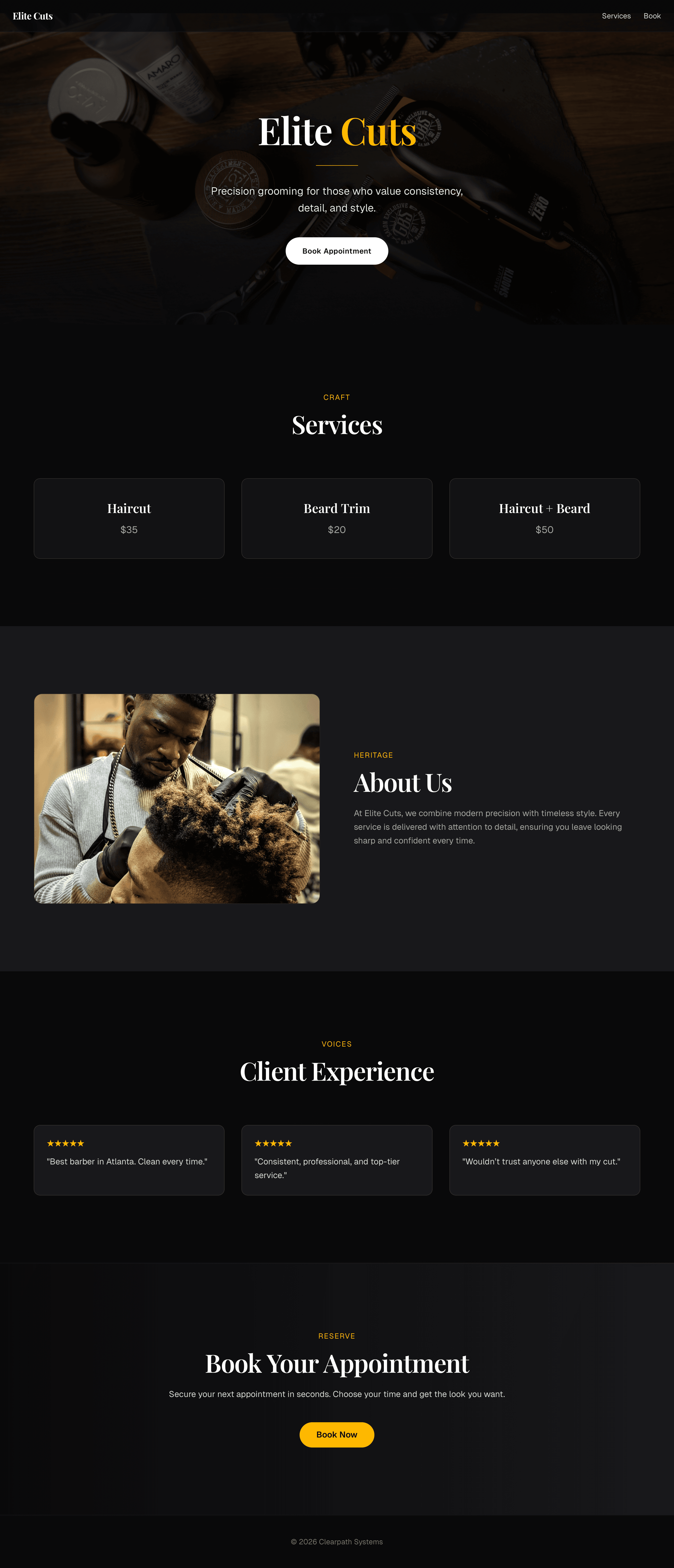 Barber shop website preview