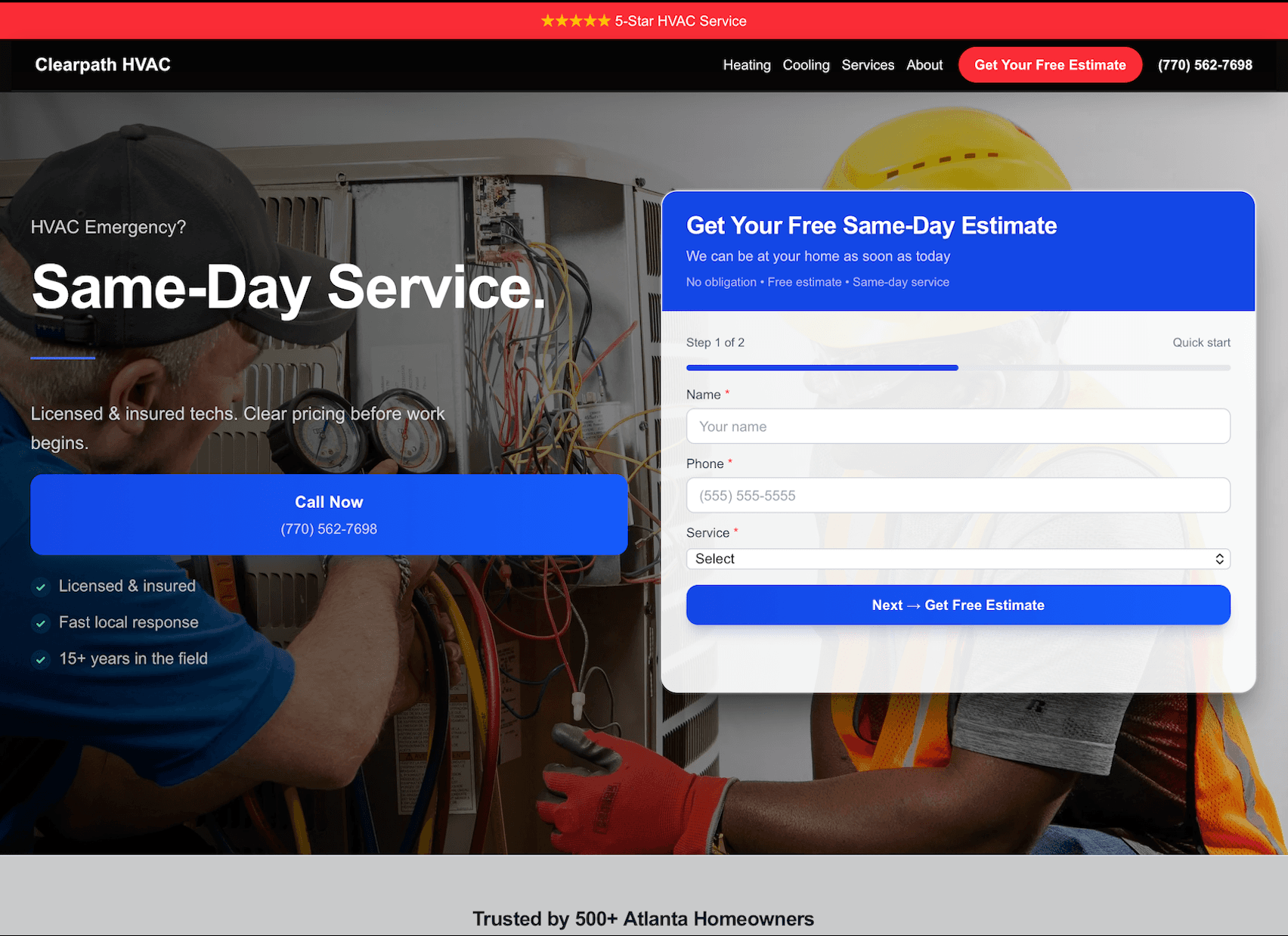 HVAC website demo